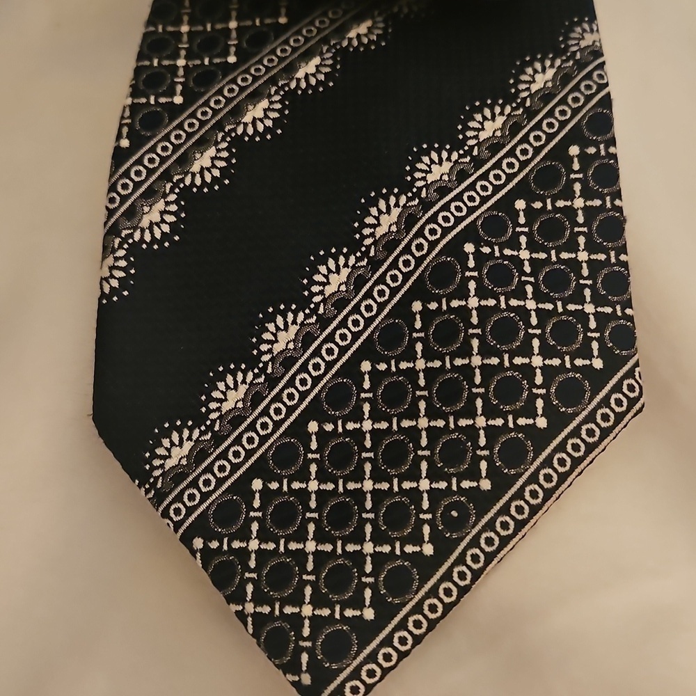 Vintage TITCHE'S Man Shop Dallas Navy Blue Patterned Men's Clip-on Tie - Picture 4 of 9